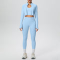 New halter neck backless zip-up outerwear yoga set - high-waisted, butt-lifting, compression fit - perfect for running, fitness, and gym workouts (3-piece set)