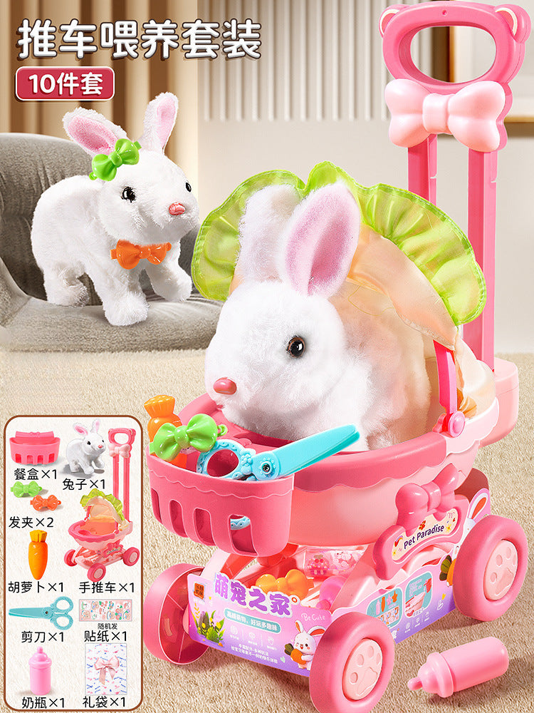 Kids' electric simulation bunny plush toy - girl's pet white rabbit doll - birthday gift for girls