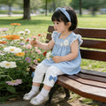 Kids' korean style summer outfit set - girls' flutter sleeve pure cotton chic top and summer clothes -  new collection
