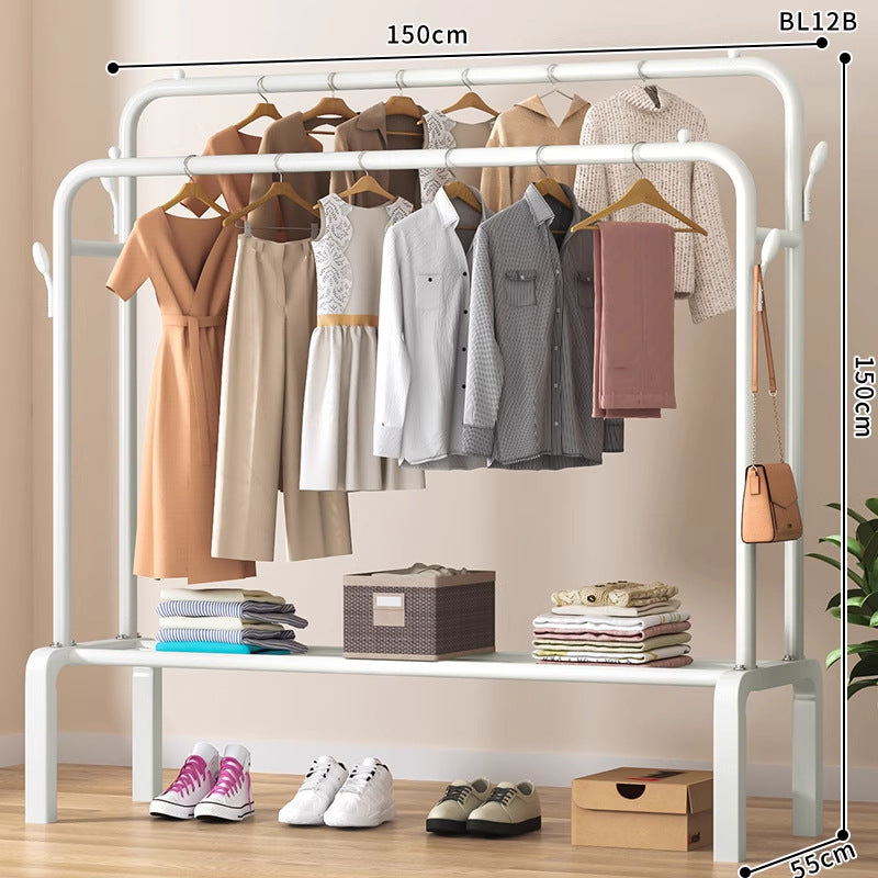 Clothes hanger floor-standing bedroom for home double-pole clothes drying rack clothes rack indoor clothes coat rack thickened balcony clothes pole