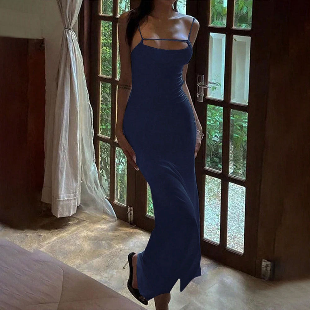 Shein independent station  European and American women's clothing celebrity sexy dress backless design banquet dress long dress