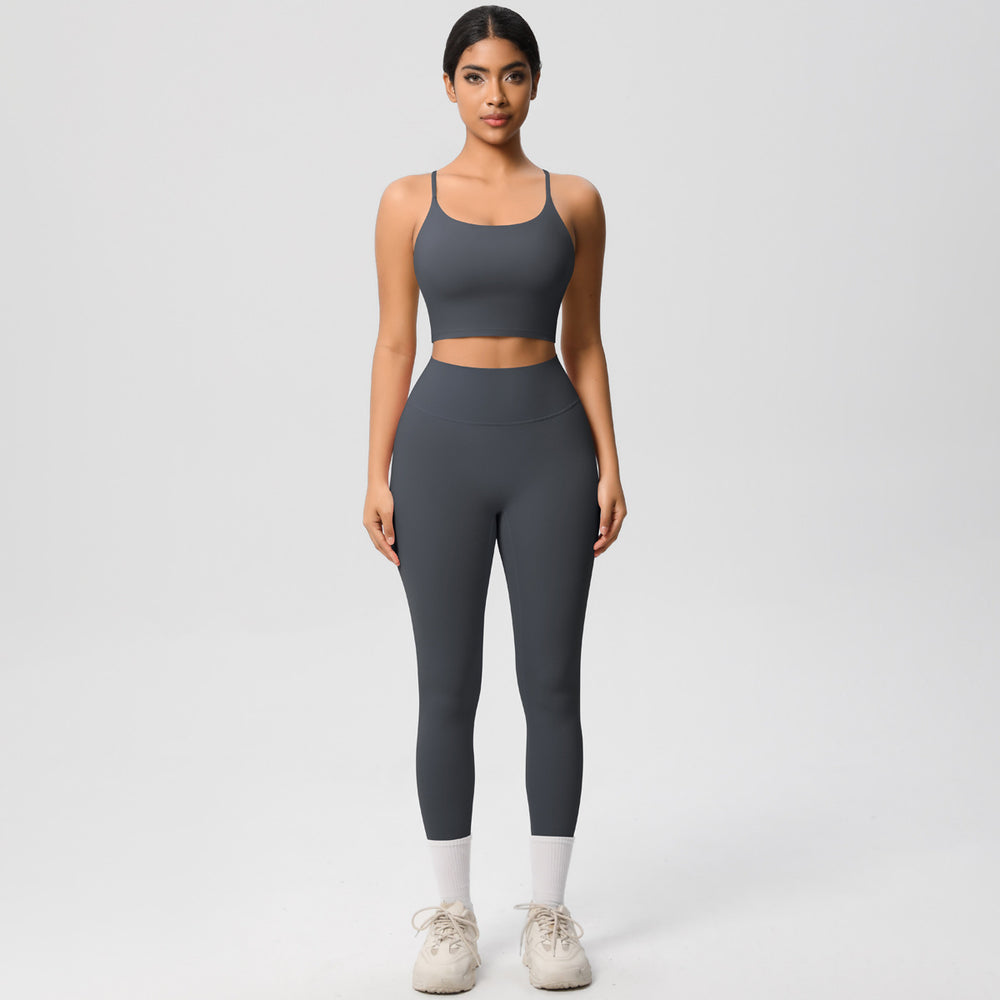 New cloud-feel tank top sports bra yoga set - quick-dry, compression fit, running & casual fitness two-piece outfit