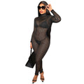 C5345 cross-border new arrival: sexy see-through striped bodysuit with long sleeves and pants - perfect for  and