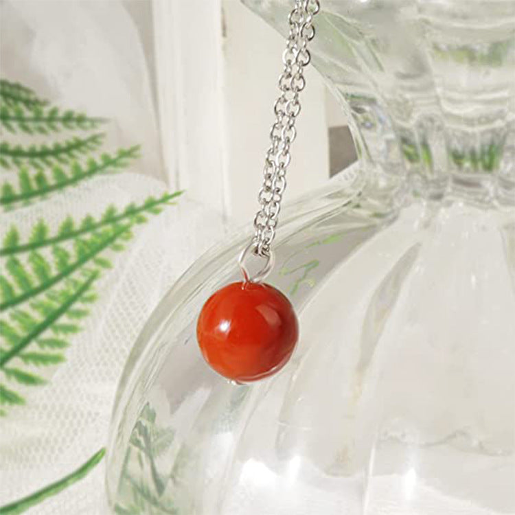 New arrival: agate crystal pendant necklace - minimalist red agate with rose gold accents for women