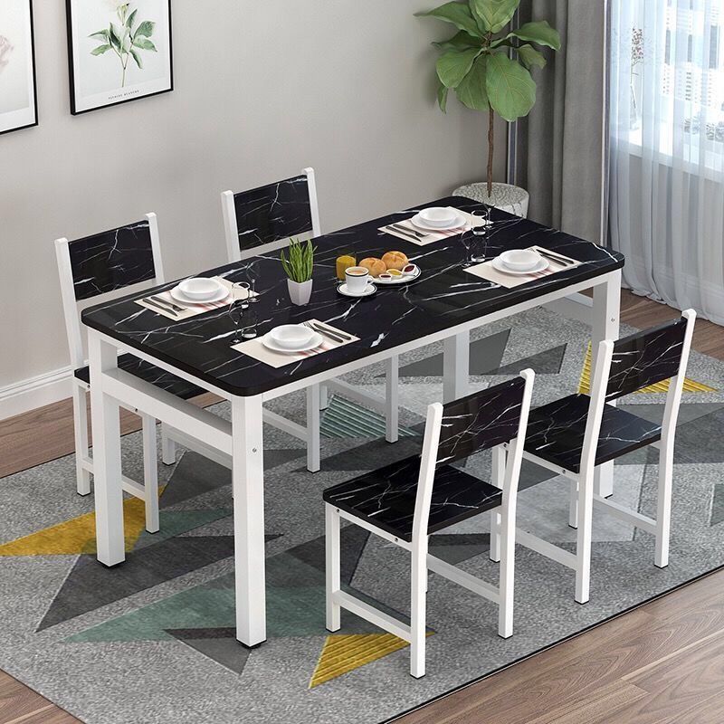 Fast food restaurant rectangular table and chair set, modern minimalist dining table, 4-6 person snack shop breakfast restaurant table