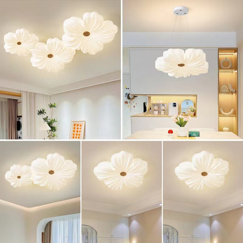 Cream Flower Living Room Ceiling Light Modern Simple Creative Cloud Children's Room Bedroom Dining Room Whole House Eye Protection Lighting