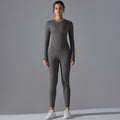 new arrival: brushed nylon long-sleeve yoga set - high-stretch, breathable, compression activewear two-piece for running and fitness