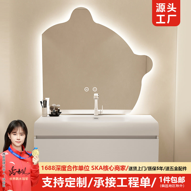 Qimeishi arc integrated basin wash basin bathroom cabinet combination bathroom washstand washbasin simple basin cabinet
