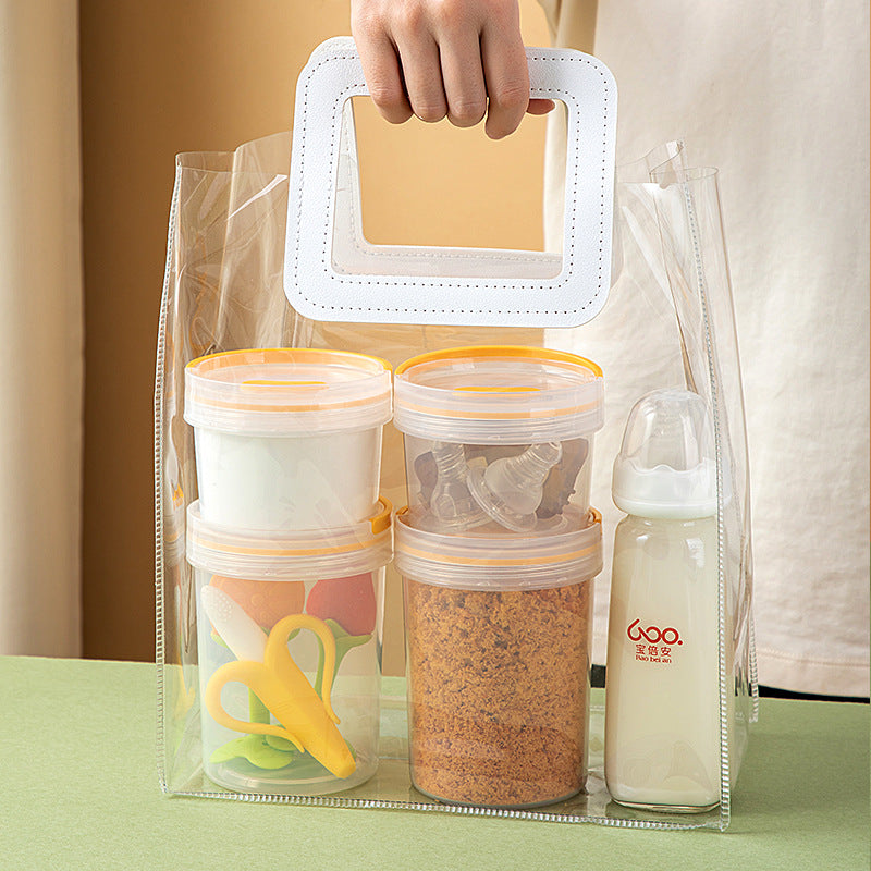 Japanese desktop round transparent storage box plastic sealed baby milk powder box food grade portable storage tank
