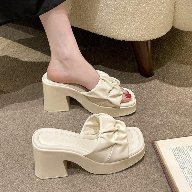Popular thick sole thick heel sandals women's 2024 summer new waterproof platform high heels easiest for match flip flop