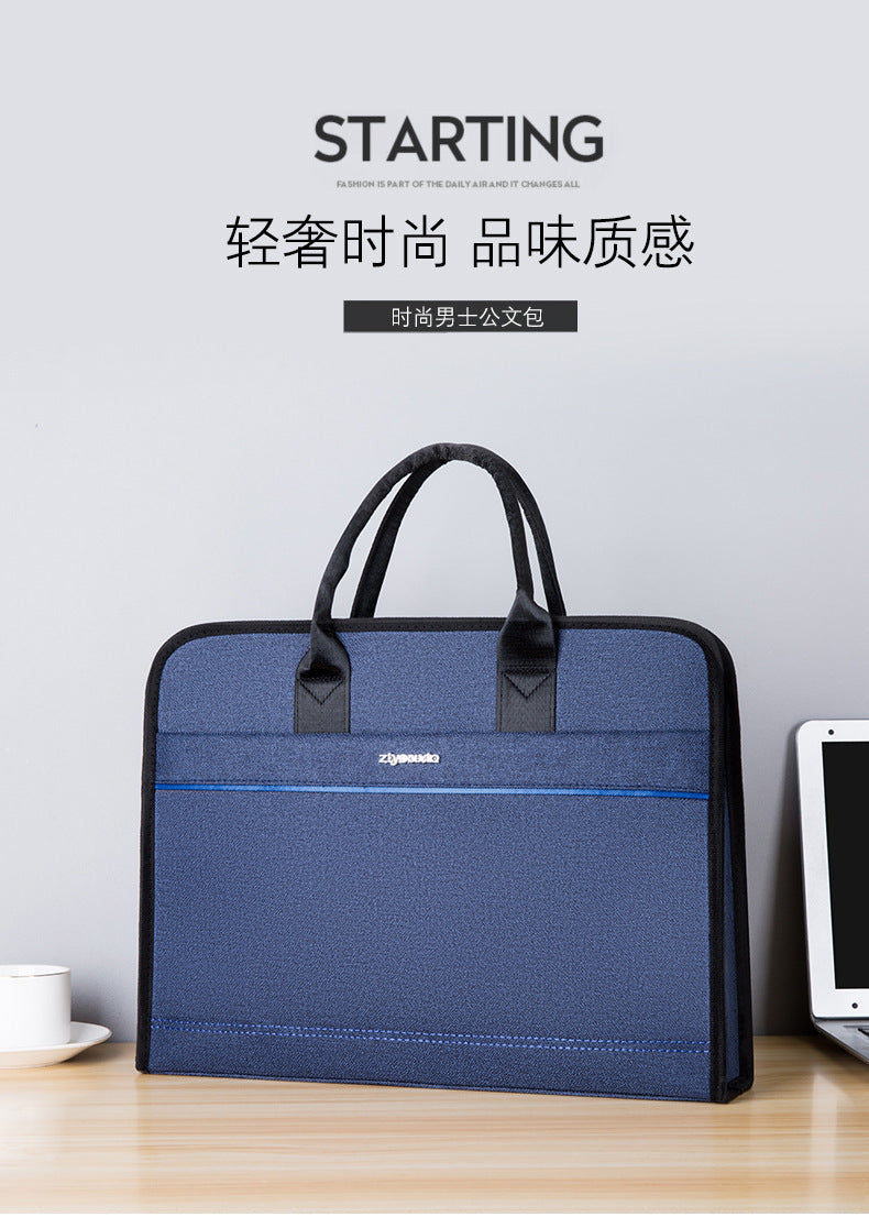 Self-Youxin Men's Briefcase Business Tote Bag Document Bag with Water Cup Thickened Conference Bag Briefcase 840
