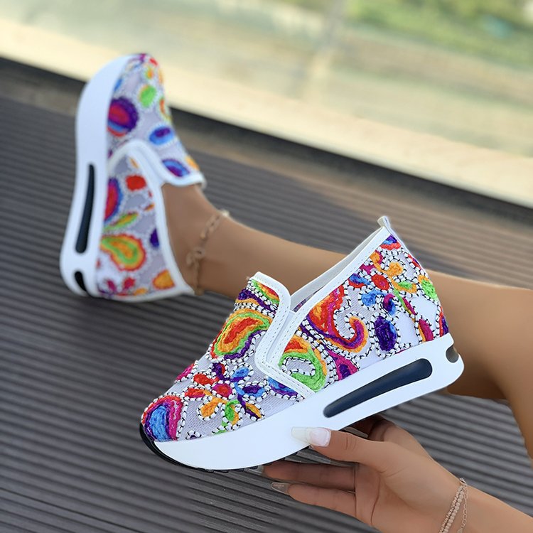 women's fashion flat heel hidden wedge mesh breathable casual flats - supports cross-border platforms and dropshipping