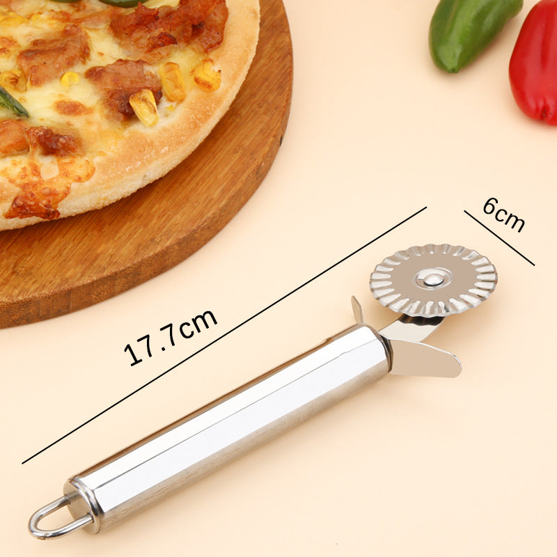 Ready-to-ship stainless steel single-wheel pizza cutter, baking scalloped rolling wheel cutter, double-wheel cutting knife, kitchen pizza shovel, cake shovel