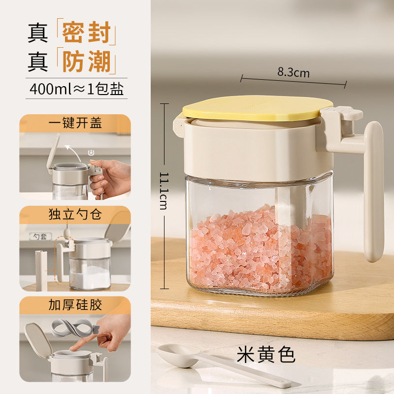 Household seasoning can bottle Kitchen seasoning bottle Sealed salt jar Cumin glass seasoning box Moisture-proof seasoning storage box
