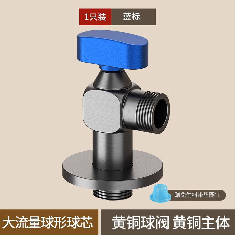Brass ball core angle valve large flow full open triangle valve water heater special control valve 4 points angle valve one in one out