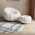 White sofa + ottoman set (tech velvet) - swivel