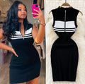 Polo collar stripesknitting vest dress summerclassy pure desire hot girl sexy silmslimming look hip-hugging dress