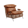 Italian accessible luxury genuine leather casual chair living room sofa chair balcony single chair real leather fabric down soft bag style