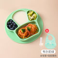 Green silicone bib with straw