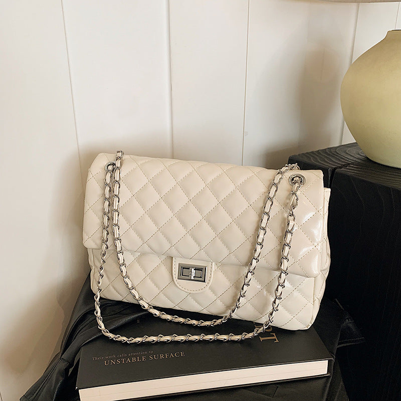 Rhombus chain bag women's bag 2025 new fashionable large-capacity commuter shoulder bag casual versatile messenger stray bag