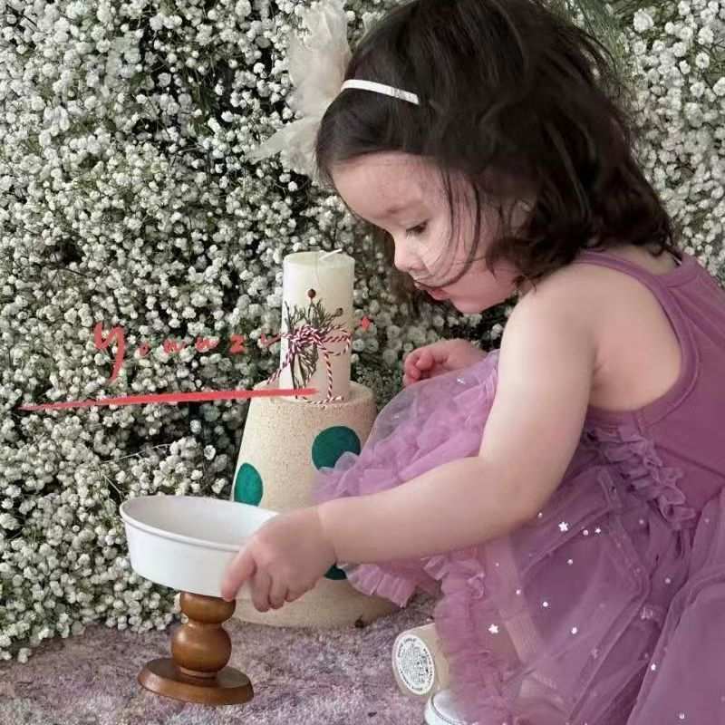 Girls' new summer purple spaghetti strap tulle dress - ethereal princess style, korean-inspired trendy summer outfit for toddlers and young girls