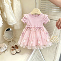 Girls' tulle dress : new summer collection for kids - baby short-sleeve dress, little girl's bubble sleeve princess style, hot seller