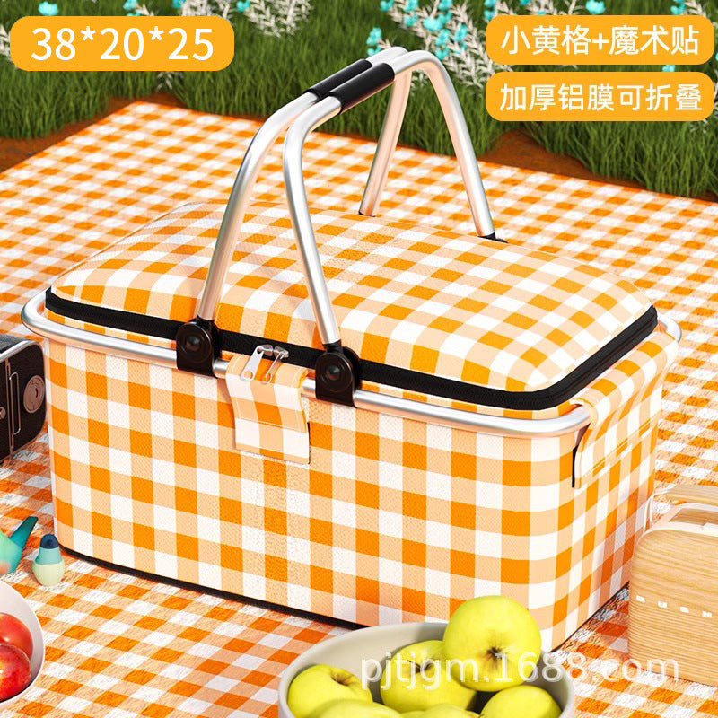 Picnic Basket Outdoor Camping Portable Foldable Picnic Basket Large Capacity Portable Insulation Bag Outdoor Insulation Box