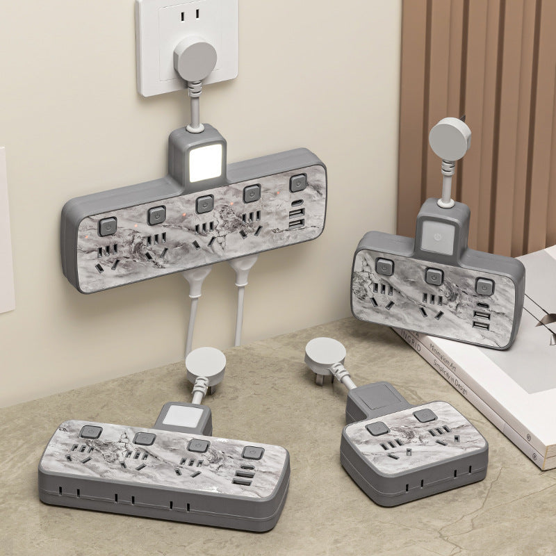 Multi-outlet power strip with usb ports, night light, and individual switches - ideal for office, dorm, and home use