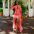 Fashion style cross-border design women's clothing cut out commuting hip skirt urban color matching high collar long sleeves waist trendy dress