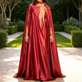 African new solid color cape sleeve banquet dress satin embroidered applique wedding robe gown bubudress