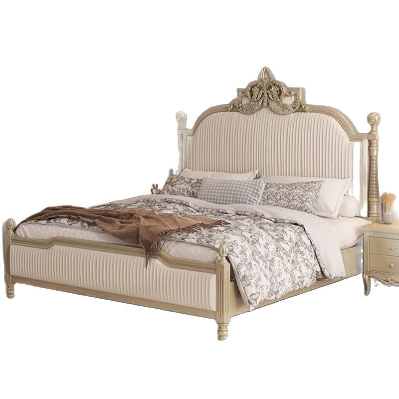 French style solid wood carved bed - master bedroom 1.95m double bed, princess bed, wedding bed, american style high-end double bed