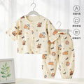 Class a pajamas gauze pure cotton spring summer thin baby air-conditioning home clothes 7-quarter sleeves + pants kidssuit