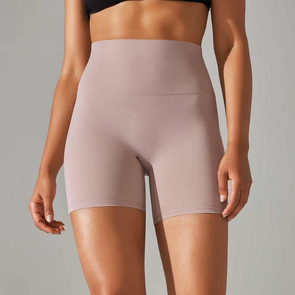 New arrival no awkward line nude high waist yoga pants women's double-sided brushed peach butt tight sports three-quarter pants