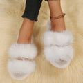 Plus size fur slippers for women 2024fall and winternew arrivalflats home indoor and outdoor wear front and rear stuffed cotton slippers wholesale