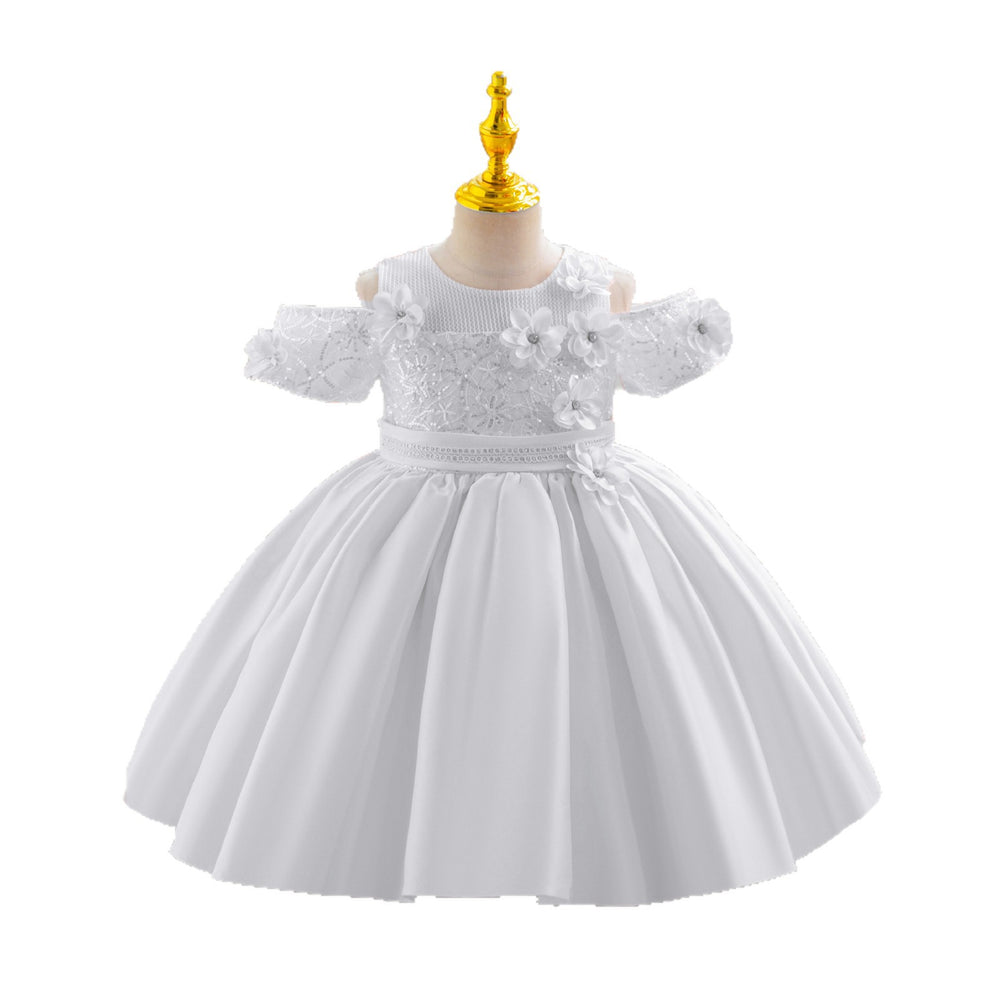 New wholesale women's dress puffy wedding dress satin flower performance girl dress princess dress kid dress