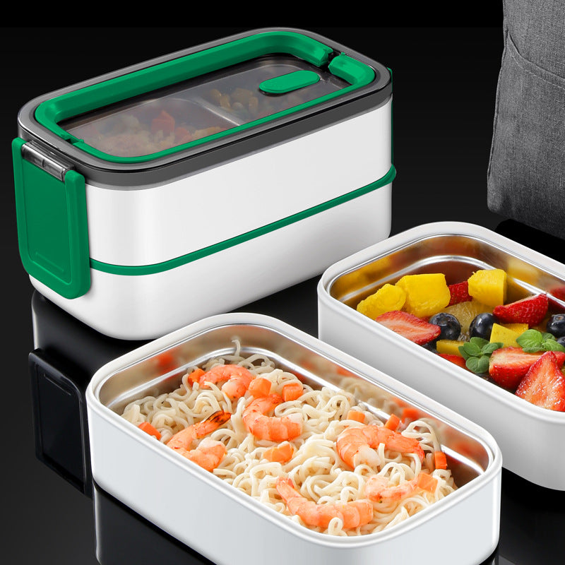 304 stainless steel thermal insulation lunch box portable lunch box for office workers can be heated in microwave oven double-layer student bento box