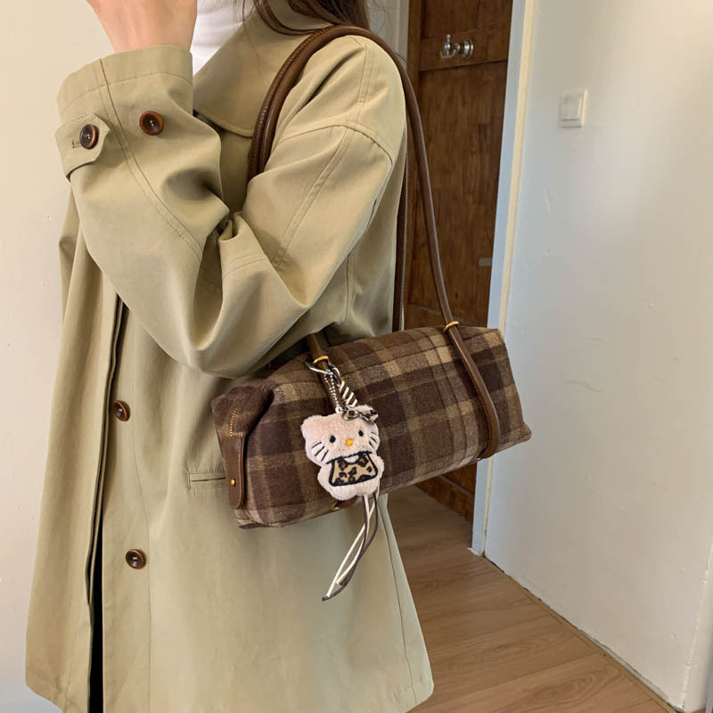 insgrids pattern small bag for women 2025new arrivalretroeasiest for match baguette bagfall and winterwork clothing shoulder underarm bag