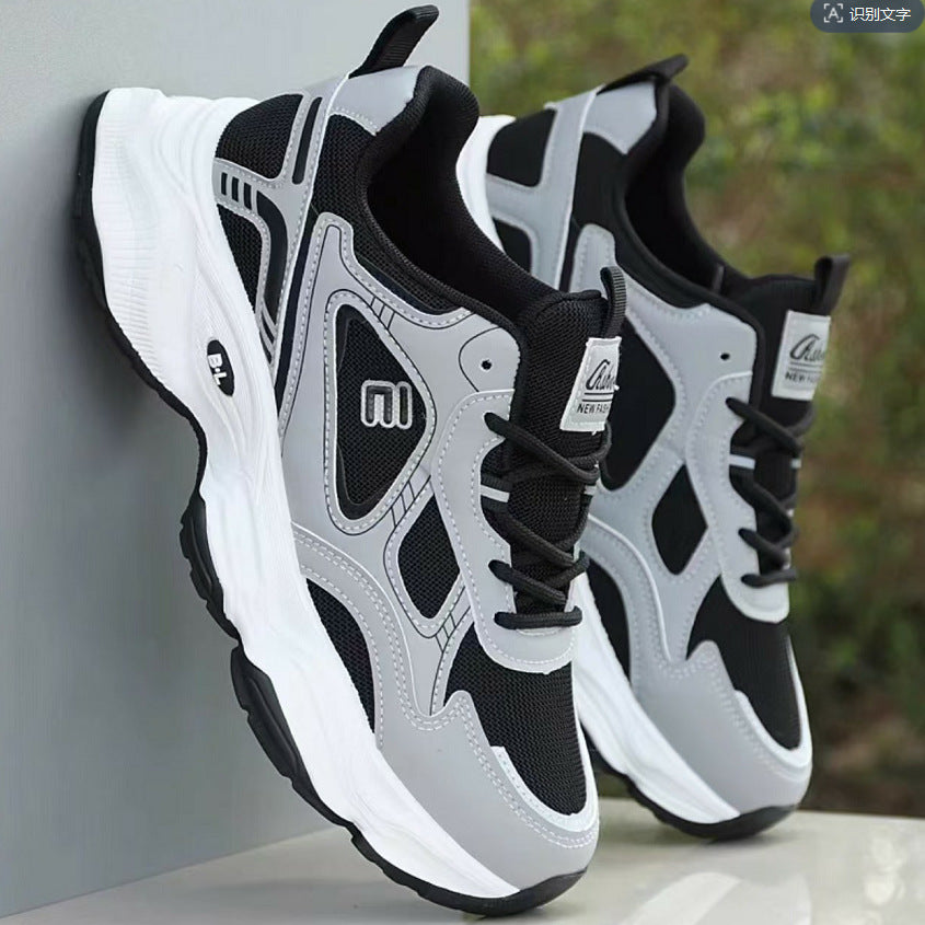 Dad shoes men 2025 spring new men's casual sports shoes trendyeasiest for matchthick solenon-slipabrasion resistant mesh shoes