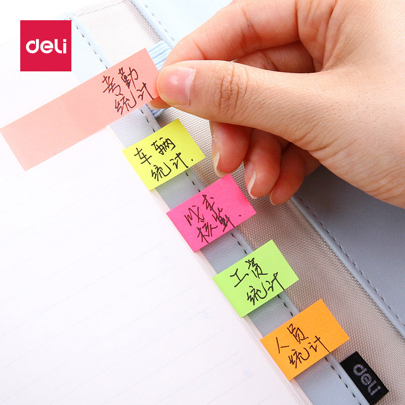 Deli 7154 fluorescent sticky note sticker, note sticker N times sticky note paper, color notice sticker 5-color random sticker wholesale