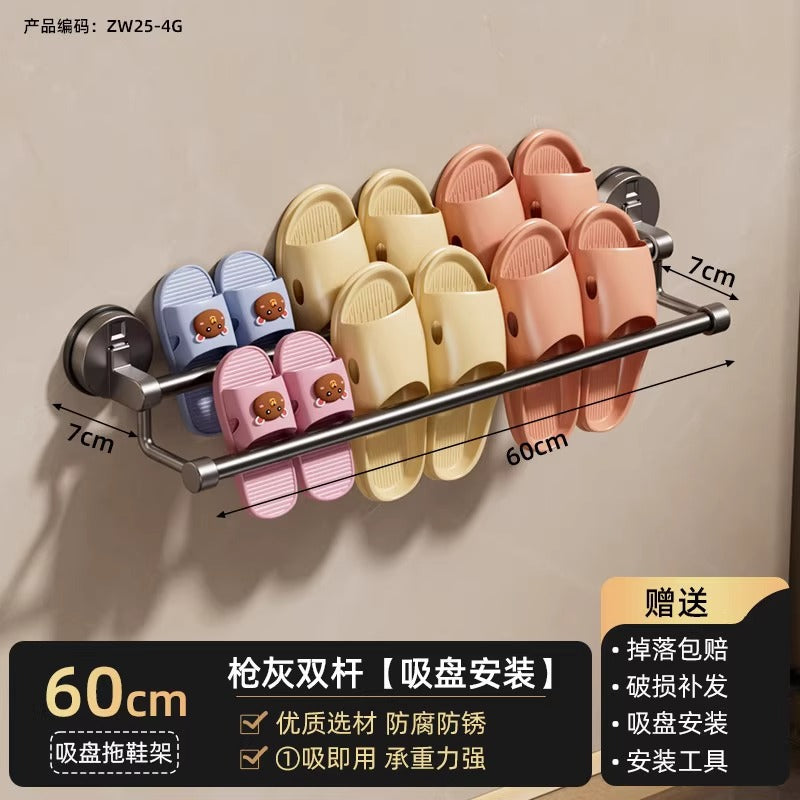 Bathroom slipper rack, bathroom toilet door, no punching, wall-mounted drain rack, shoe storage handy gadget