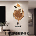 Cartoon cat wall clock - living room home decor, popular silent design,  new model, creative swinging wall clock for dining room
