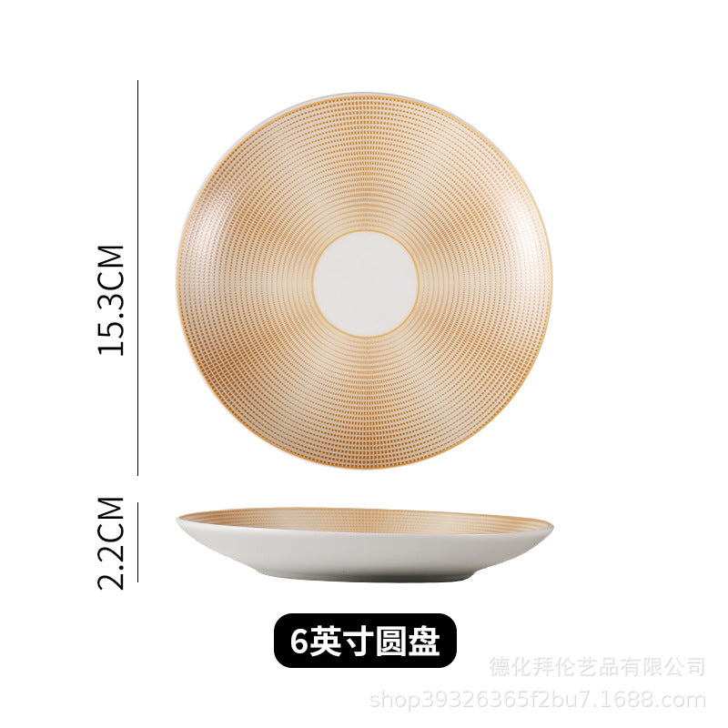 Popular creative round ceramic snack plate for home bone plate hotel side dish cake plate 6inch shallow plate