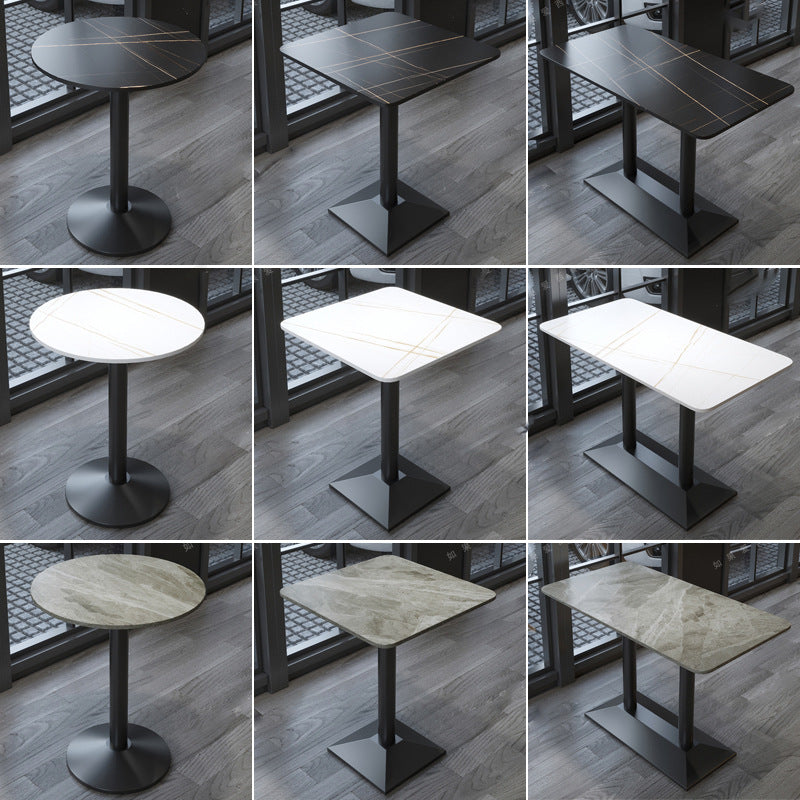 Bar table and chair combination, rock slab canteen dining table, commercial milk tea shop long table, reception and negotiation, cafe small round table