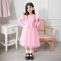 Girls' ruffle-trimmed mesh long-sleeve dress (toddler & little girl)