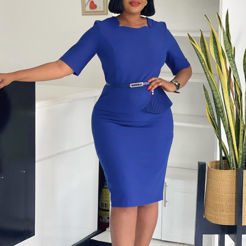 D521  foreign trade women's clothing  summer new fashion solid color ol bodycon african european and american dress