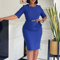 D521  foreign trade women's clothing  summer new fashion solid color ol bodycon african european and american dress