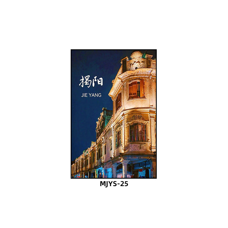 Jieyang ancient city architectural landscape hanging painting hotel box wall decoration painting hot pot restaurant restaurant characteristic cultural tourism mural