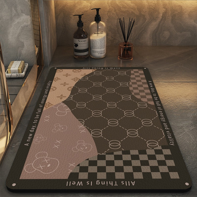 Soft diatom mud bathroom floor mat, quick-drying water absorption, non-slip door mat at the door of household toilet, shower room, toilet carpet