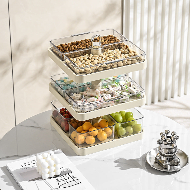 Fruit plate, hot pot plate, dim sum, dried fruit plastic rotating fruit plate, snack box, dessert table, multi-layer divided snacks