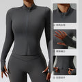European and american autumn/winter new yoga jacket for women, zip-up cardigan, stretch long sleeve activewear, custom pattern making available